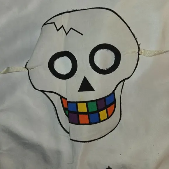 Vintage Skeleton Witch Pullover Halloween Costume Apron Mask Sheet 31" L 18" W - Picture 2 of 16